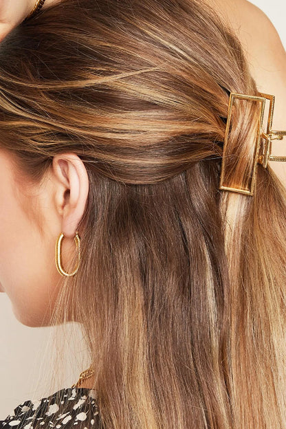 rechthoekige metalen haarclip in Goud kleurkleur Vintage Goud